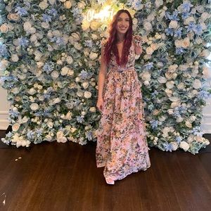 Floral Shein Maxi Dress Size XS/2 Lace Up Back